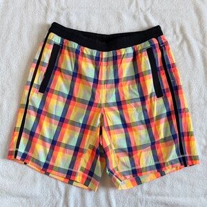 Brand new Lululemon athletic  Multicolor Patterned Shorts with Black Waistband